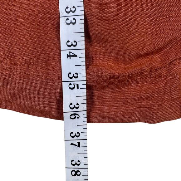 Anthropologie Maeve Twist Front Linen Mini Dress L | Terracotta Button Sundress - Picture 12 of 16